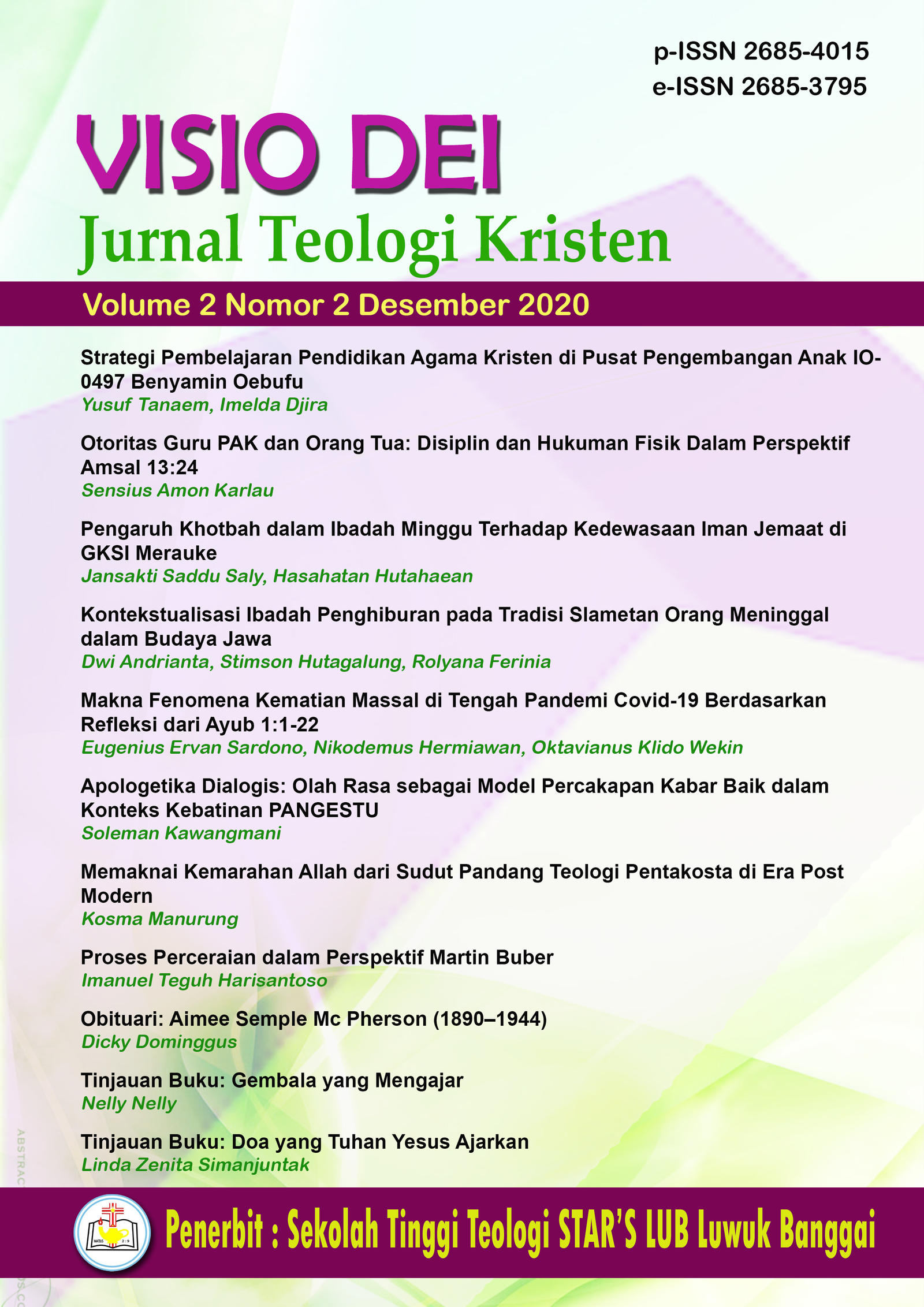 Visio Dei Jurnal Teologi Kristen